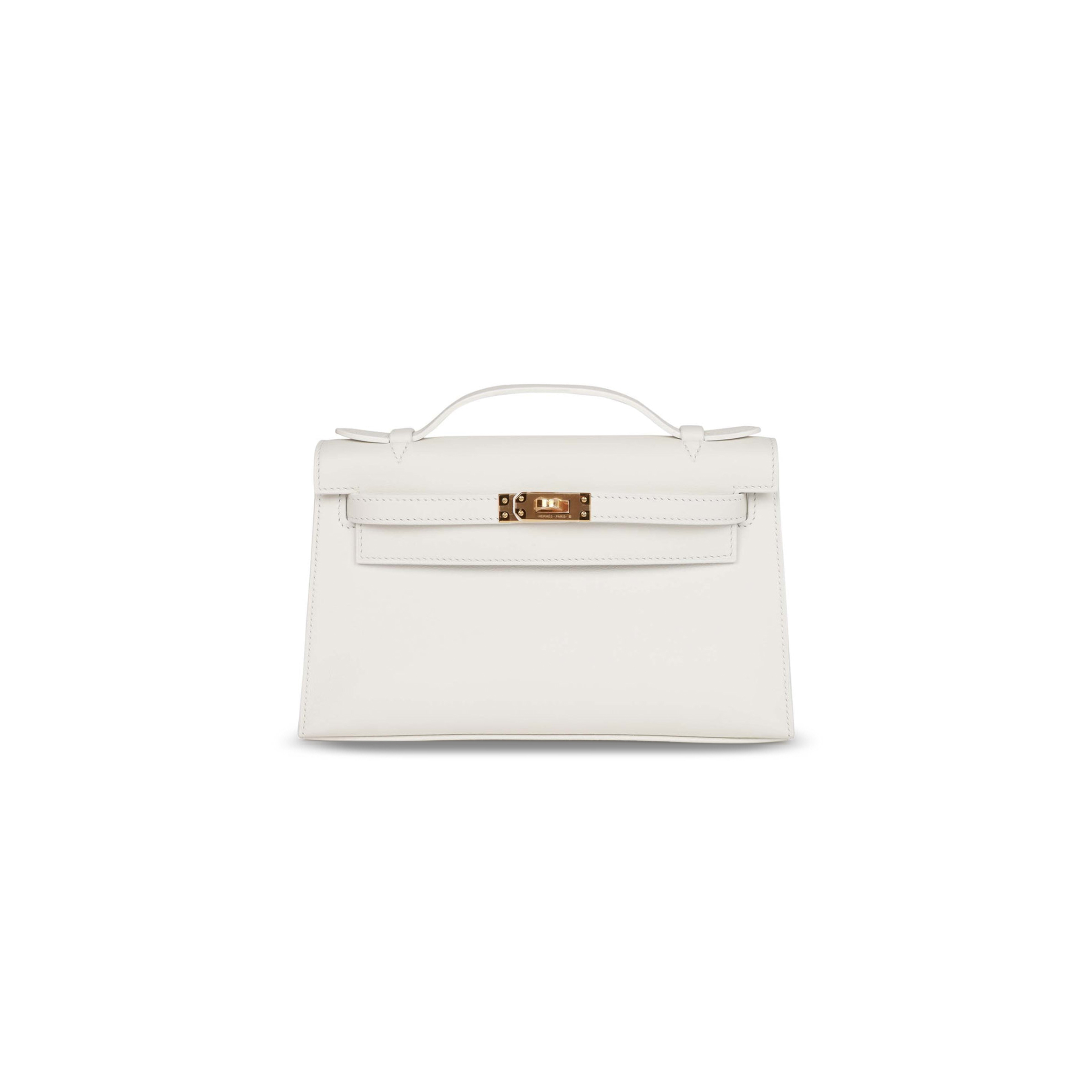 H**me5 mini kelly pochette white swift gold hardware h049417cc01 (22*13*7cm)